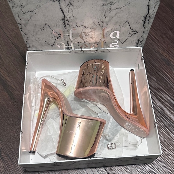 Hella Heels LIQUID ROSE GOLD - Metallic Stiletto - 8 INCH - Picture 6 of 14